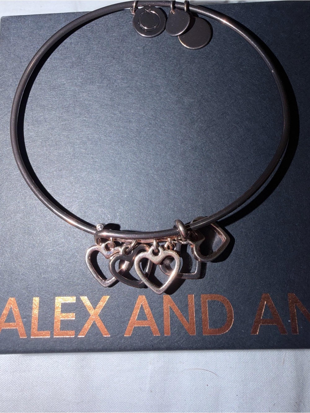 Alex and Ani Dark Gold Heart Charm Bangle Bracelet